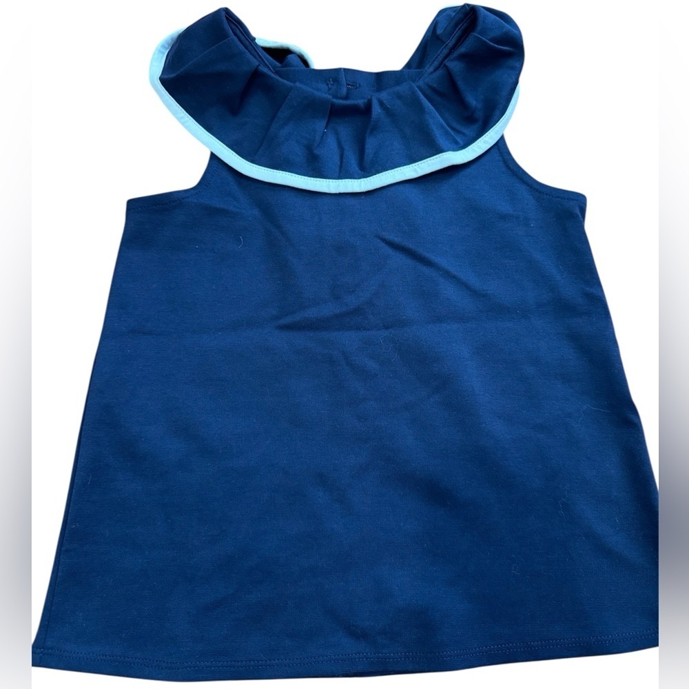 Janie and Jack Dark Blue Knit Dress with Ruffle Trim